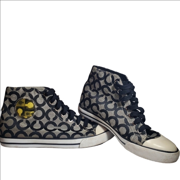 Coach Shoes - COACH Cardinal High Tops Lace Up Sneakers Black & Grey Women's Size 8.5 EUC